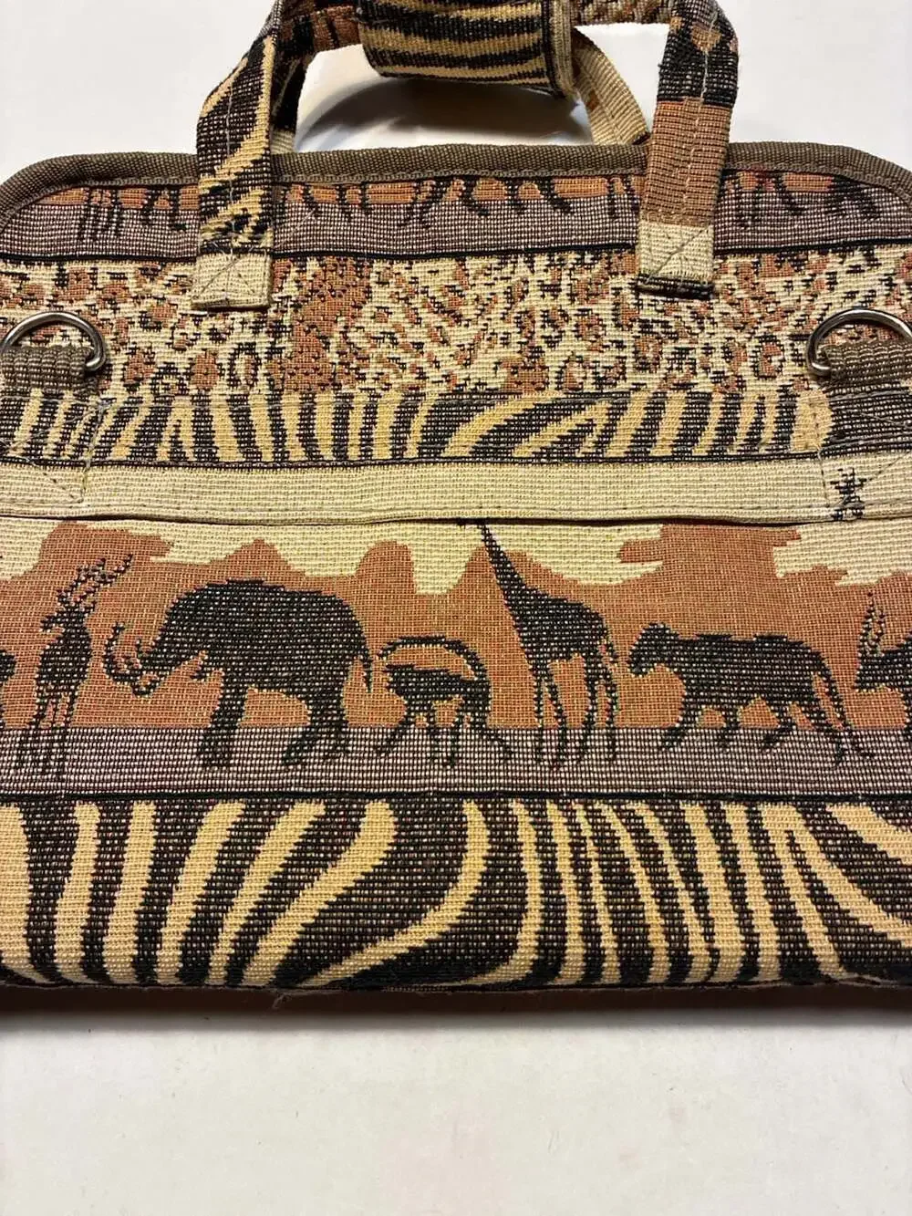 Jade Vintage Safari Animal Print Tapestry Travel Tote Bag